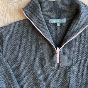 Title Nine Woolicious Waffle 1/4 Zip Sweater - Stripe. Sz S